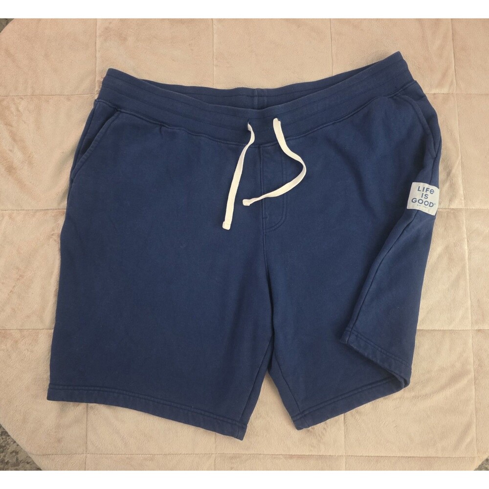 Life is Good Spread Good Vibes Sweat Shorts Mens XL Navy Blue Cotton 9” Inseam